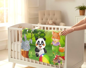 Animal Theme Sherpa Fleece Blanket, Nursery Decor
