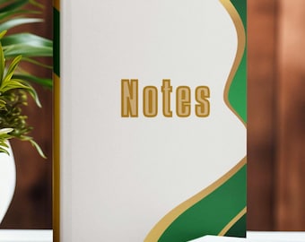 Diario con copertina rigida verde e oro: elegante quaderno a righe