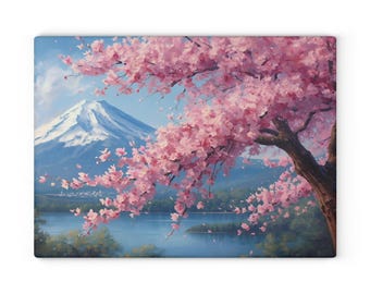 Sakura Cherry Blossom Tempered Glass Cutting Board – Mount Fuji
