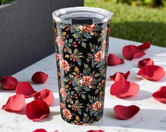 Floral Tumbler: 20oz Stainless Steel Travel Mug