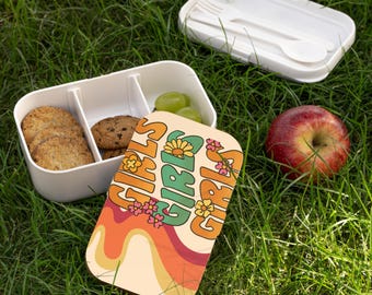 Girls Bento Lunch Box: Colorful Printed Lid Eco-Friendly Food Container
