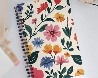 Floral Spiral Dot Journal: Dotted Grid Notebook, Daily Writing Planner