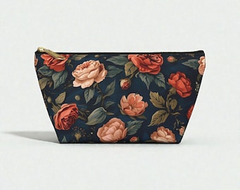 Floral Accessory Pouch, Makeup Bag, Travel Organizer, Gift for Her, Cosmetic Clutch