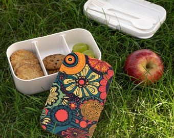 Floral Bento Lunch Box, Colorful Meal Prep Container