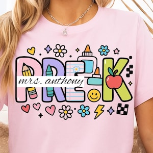 Custom Preppy Pre-K Teacher Png, PreK teacher coquette Png, Back to school, Teacher appreciation,Personalized Gift for Teacher Preppy floral