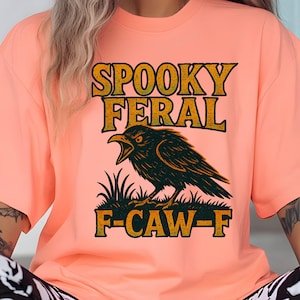 Crow Raven PNG, F-CAW-F Funny Halloween png, Dark Bird Sublimation Design, Gothic Floral Checkered PNG, Spooky Grunge Digital Download