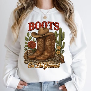 Boots On the Ground PNG, Line Dance Southern Soul Blues RnB Workout Cowboy Boots Pink Cowgirl Boots PNG Sublimation, Melanin Women Png