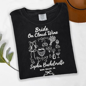 Bride on cloud wine bachelorette png & svg, wine bachelorette party shirt design | custom bachelorette party svg png | bridal party shirts