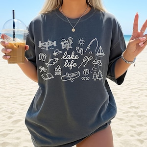 Summer Lake Life Doodle PNG, Spring Outdoors Sublimation file, Trendy Summer Lake Camping Design, Camp, Cabin, Digital Download