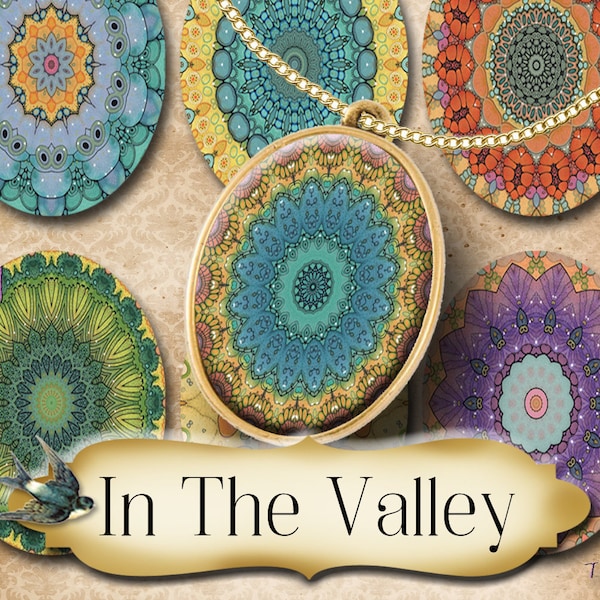 IN THE VALLEY• 30X40mm Oval Images•Printable Digital Images•Collage•Gift Tags•Digital Art•Mandala Art•Download