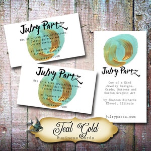 TEAL GOLD Business Cards • Designer Card Collection • Custom Business Cards • Custom Cards •Custom Calling Cards•