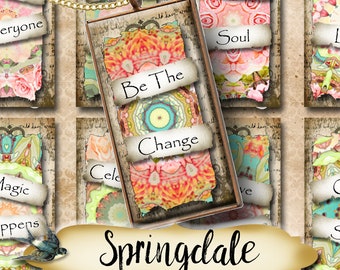 SPRINGDALE Rustic Edge•1x2 Images•Printable Digital Images•Cards•Gift Tags•Mandala Art•Magnets•Digital Collage Sheet