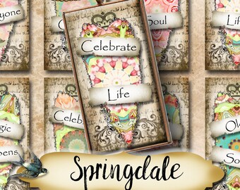 SPRINGDALE Rustic Heart Quote•1x2 Images• Printable Digital Images •Cards• Digital Collage Sheet