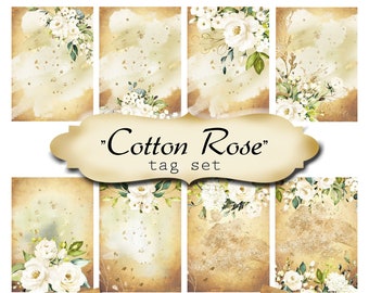 8 DIY•2.5x3.5 Tags•COTTON ROSE Blank Tags•Digital Tags•Favor Tags•Gift Tags