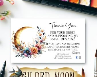 GILDED MOON #5 Thank You Card Insert • Custom Card • Purchase Card • Card Insert • Package Insert •Custom •  Celestial Moon Collection