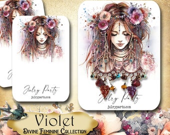 VIOLET • Necklace Card • Earring Card • Jewelry Cards • Jewelry Display Card • Display• Earring Holder• Jewelry Packaging• DIVINE FEMININE