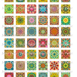 May include: A digital collage sheet featuring 36 colourful mandala designs in a variety of colours, including yellow, green, blue, red, and pink. The designs are intricate and detailed, and they would be perfect for use in scrapbooking, card making, or other craft projects. The text "BOHEMIAN CHIC" is at the bottom of the image.