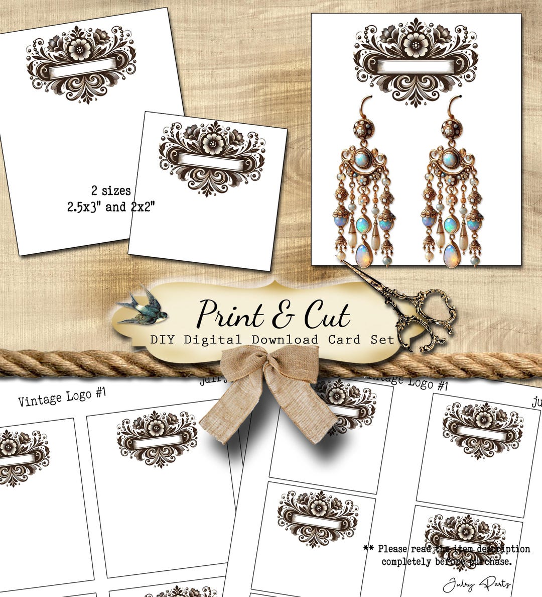 DIY • Vintage Logo #1 • Custom Jewelry Cards • Earring Display • Custom ...