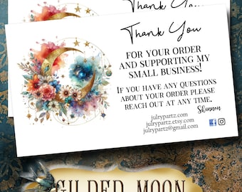 GILDED MOON #4 Thank You Card Insert • Custom Card • Purchase Card • Card Insert • Package Insert •Custom •  Celestial Moon Collection
