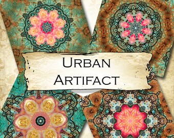 URBAN ARTIFACT•4x4 Square•Printable Digital Images•Cards•Gift Tags•Coasters•SET 1