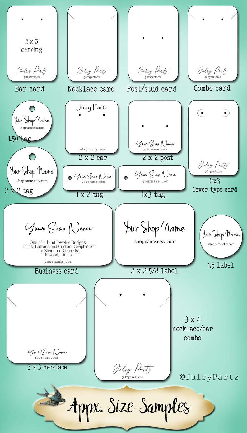 Earring Label WILDFLOWERS •custom Tags •labels • Earring Display • Clothing Tags ...