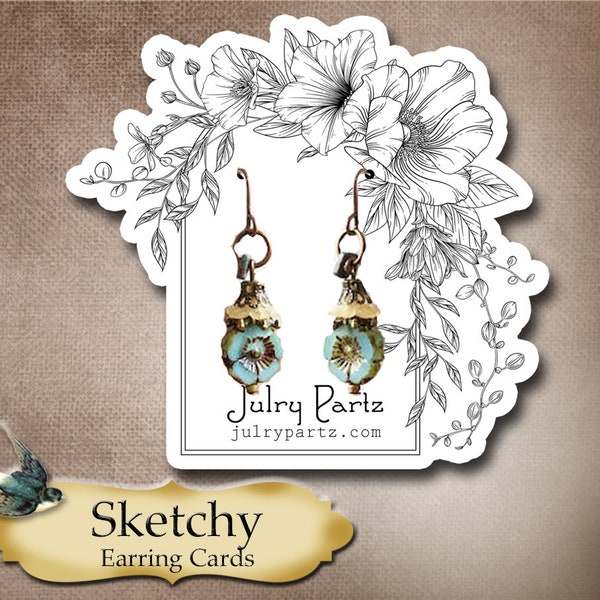 60• Sketchy DAYLILY 3X3 inch • Post Stud Card • Earring Cards • Jewelry Cards • Display Card • Display • Earring Holder •