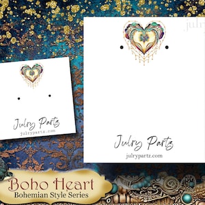 CORAZÓN BOHO Estilo bohemio • Diseño personalizado • Expositor de pendientes • Etiquetas para ropa • Tarjetas de joyería personalizadas • Tarjetas de boutique • Tarjetas de pendientes personalizadas •