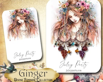 GINGER • Necklace Card • Earring Card • Jewelry Cards • Jewelry Display Card • Display• Earring Holder• Jewelry Packaging• DIVINE FEMININE