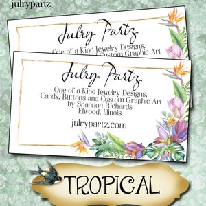 TROPICAL #2 Business Cards•Designer Card Collection•Custom Business Cards•Custom Cards •Custom Calling Cards•Design 3