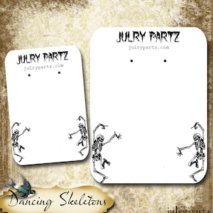 DANCING SKELETONS •Custom Earring Display• Clothing Tags• Custom •Boutique Card•Halloween• Earring Cards•Custom Labels• Custom Jewelry Cards