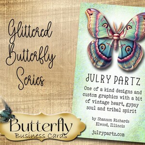 Cartões de visita estilo BUTTERFLY #2 • Coleção de cartões de designer • Cartões de visita personalizados • Cartões personalizados • Cartões de chamada personalizados • GLITTERED