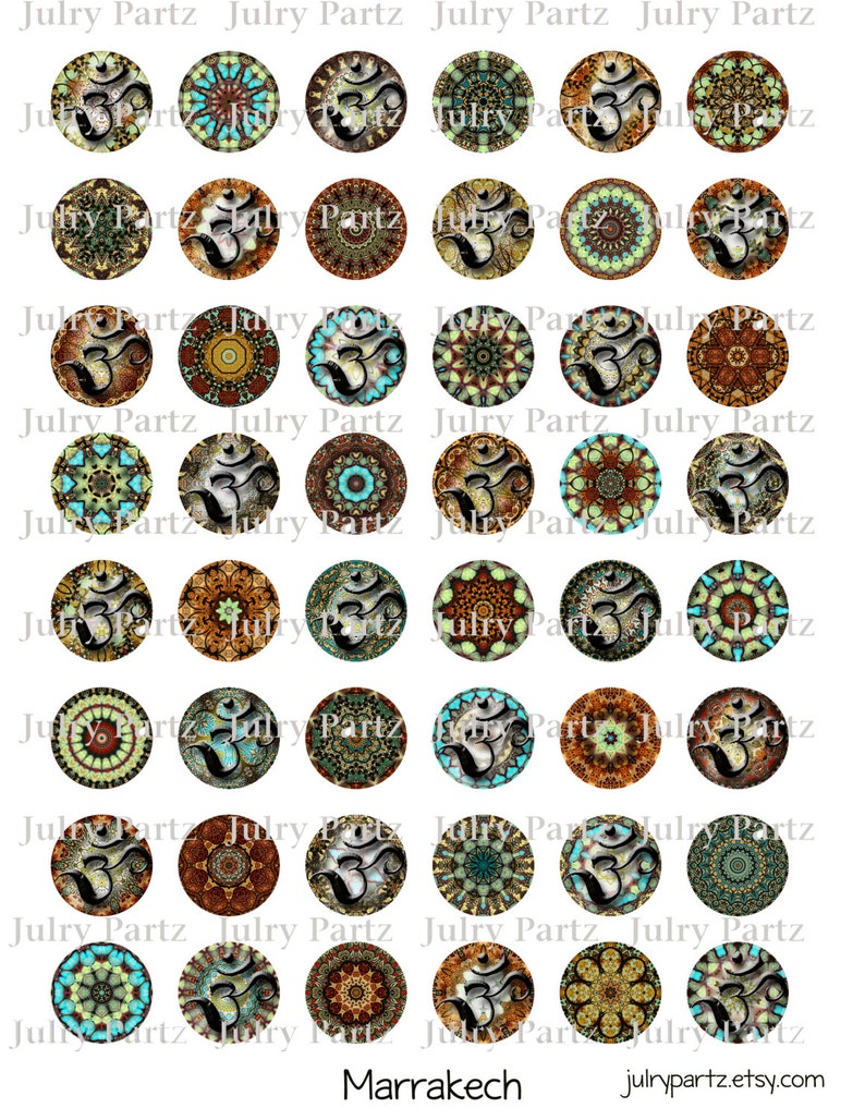 Marrakech Circles, Healing Mandalas, 1x1 Circle Images, Printable Digital Images, Cards image 2