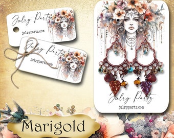 MARIGOLD • Necklace Card • Earring Card • Jewelry Cards • Jewelry Display Card • Display• Earring Holder• Jewelry Packaging• DIVINE FEMININE