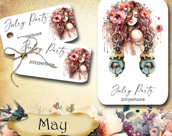 MAY • Necklace Card • Earring Card • Jewelry Cards • Jewelry Display Card • Display• Earring Holder• Jewelry Packaging• DIVINE FEMININE