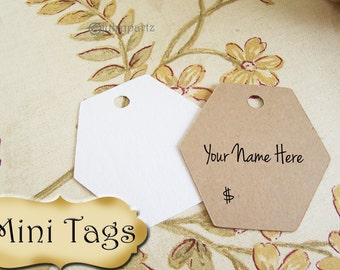 30 MINI TAGS #16 • 1.5 X 1.5 inch•Necklace Tags•Bracelet Tags•Price Tags•Clothing Tags•Favor Tags•octogon