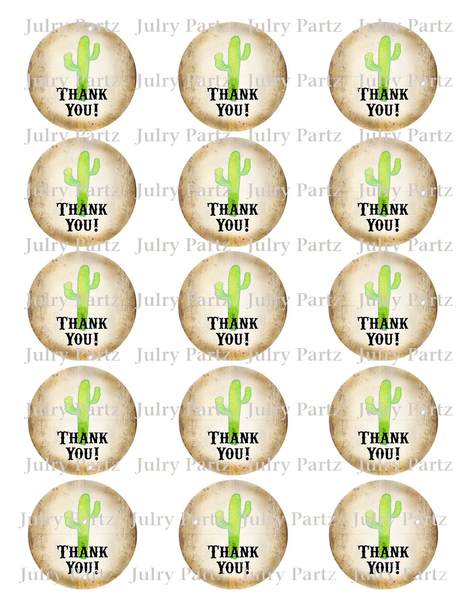 DIY CACTUS 2thank You Tagsprintable Tagsdigital Tagsfavor - Etsy