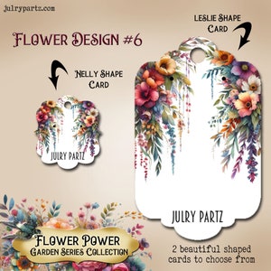 Decorative Earring Cards • LESLIE or NELLY Shaped • Earring Display• Flower Power Garden Series #6 • Jewelry Packaging• Custom Jewelry Cards