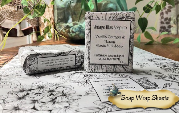 10 Custom SOAP Wrap Sheets soap Packaging bar Soap Wrap custom Packaging  soap Display Full Sheet Soap Wrap VINTAGE FLORAL 1 