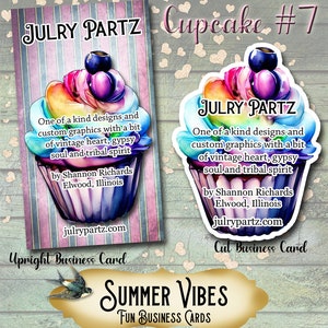 Cartões de visita Summer Vibes CUPCAKE #7 Style • Coleção de cartões de designer • Cartões de visita personalizados • Cartões personalizados • Mídia social