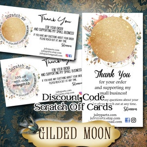 Gilded MOON #4 Scratch Off • Cartões de visita • Cartões de cupom • Cartões de desconto personalizados • Cartão de inserção • Cartões de chamada personalizados • Cartão de mídia social