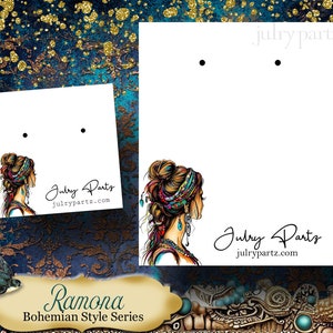 RAMONA Bohemian Style Custom Design Earring Display Clothing Tags Custom Jewelry Cards Boutique Cards Custom Earring Cards image 1