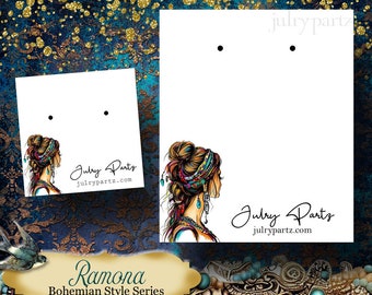 RAMONA Bohemian Style • Custom Design• Earring Display • Clothing Tags  •Custom Jewelry Cards • Boutique Cards • Custom Earring Cards •