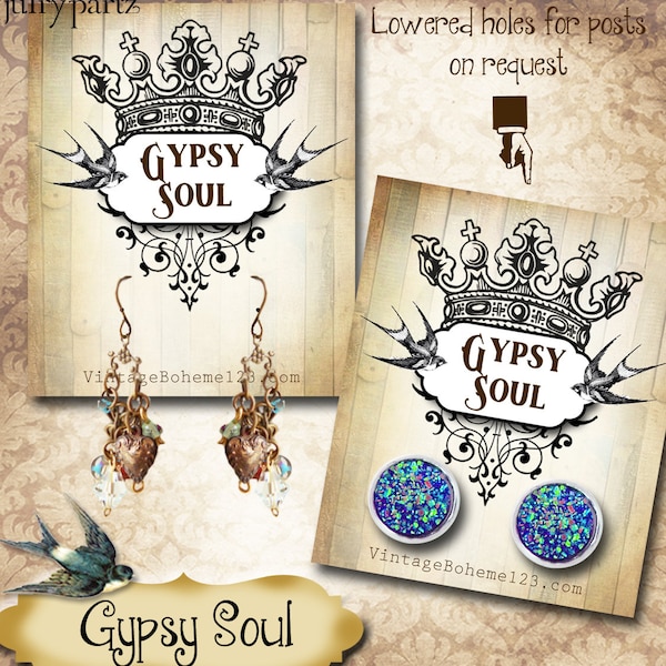 GYPSY SOUL•Earring Cards•Jewelry Cards•Earring Display•Earring Holder•Business Card•Custom Earring Card•Jewelry Tag