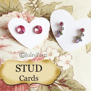 45/72 •2,5 x 2 Cuore STUD•Carte ORECCHINI•Carte gioielli•Espositore orecchini•Carta orecchini a perno•Carta stud 10