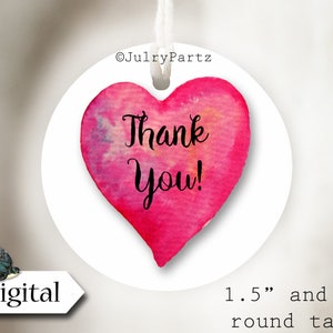 DIY PINK HEART•Thank You Tags•Printable Tags•Digital Tags•Favor Tags