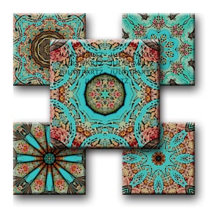 SHABBY TEAL 1x1 , Printable Digital Images, Cards, Gift Tags