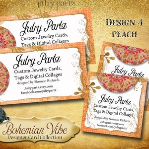BOHEMIAN VIBES Business Cards•Designer Card Collection•Custom Business Cards•Custom Cards •Custom Calling Cards•Design 4 Peach