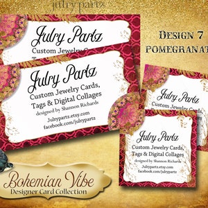 BOHEMIAN VIBES Business Cards•Designer Card Collection•Custom Business Cards•Custom Cards •Custom Calling Cards•Design 7 Pomegranate