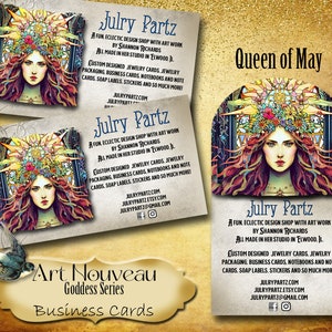 QUEEN of MAY Business Cards • Designer Card Collection • Custom Business Cards • Custom Cards • Custom Calling Cards• Art Nouveau