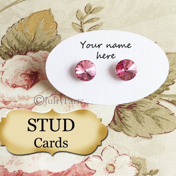 54 •1.5 x 2.5 Oval STUD• EARRING Cards• Jewelry cards• Earring Display• Post Earring Card• Stud card #2• Custom Earring Cards